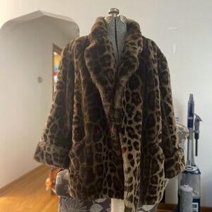Vintage cheetah faux fur coat
